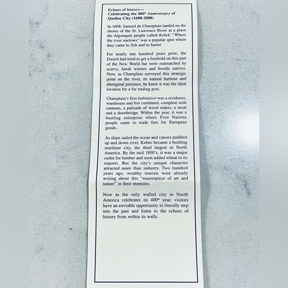 Echoes of history. Celebrating the 400 Anniversary of Quebec City (1608-2008) - Picture 5 of 6